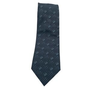 GIORGIO ARMANI Tie Mens Sz 58"x3.5 Grey W/ Blue Squares Silk Italy Made (TD22)